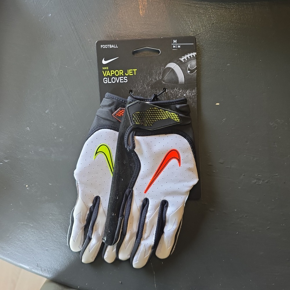 Nike Vapor Jet 6.0 Football Receiver Gloves Mens Medium White Black CZ6397-113